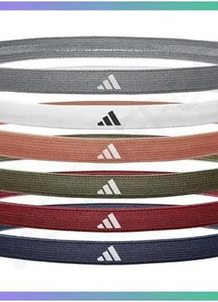 Повязки на голову adidas hairbands 6pk серый белый глиняный оливковый красный темно-синий для спорта у sku_adac-16181