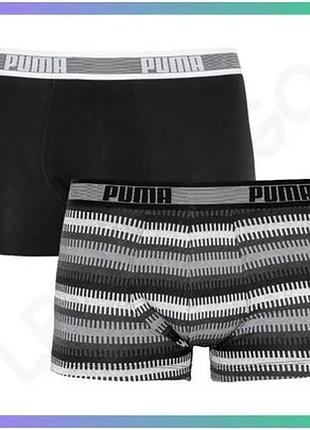 Труси-шорти puma worldhood stripe trunk 2p сірі білі чорні чоловічі s комплект з двох пар sku_501004001-200