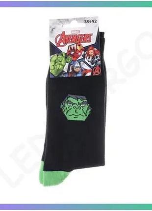 Шкарпетки marvel hulk чорні для дітей 39-42 унісекс повсякденні дихаючі шкарпетки з принтом sku_93152262-3