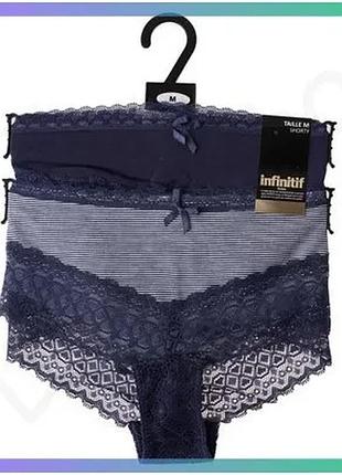 Трусы infinitif sho short f с кружевом и бантиком синие для женщин размер xl sku_13890284-2