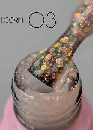 Гель-лак toki-toki unicorn 03 (з блискітками)