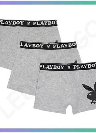 Набор из 3 трусов-боксеров playboy annya серый хлопок 95% эластан 5% для мужчин sku_00000014634