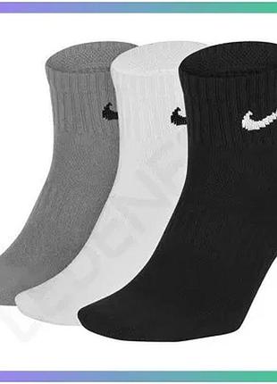 Шкарпетки nike u nk everyday ltwt ankle 3pr чорний білий сірий унісекс 46-50 для спорту та тренувань sku_sx7677-901