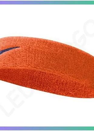 Повязка на голову nike swoosh headband оранжевая унисекс для спорта osfm 70% хлопок 19% нейлон 7% поли sku_n.000.1544.804.os