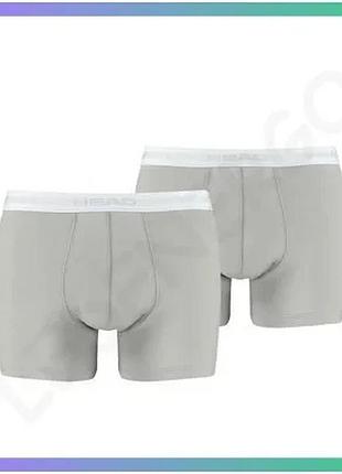 Трусы-боксеры head basic boxer 2p светло-серые для мужчин размер s комфортные спортивные боксеры sku_841001001-400
