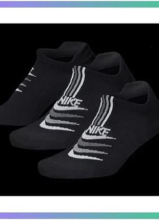 Женские носки nike everyday plus ltwt ns черные 3 пары для тренировок размер 34-38 sku_dh5474-903