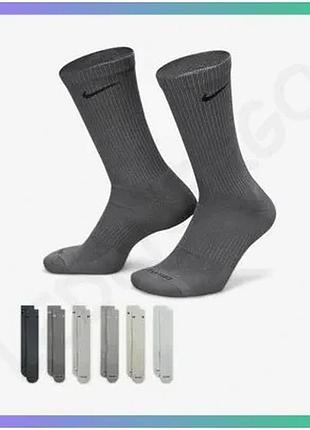 Шкарпетки nike everyday plus 6 пар сірі мультиколор унісекс 46-50 для спорту та активного відпочинку sku_sx6897-991