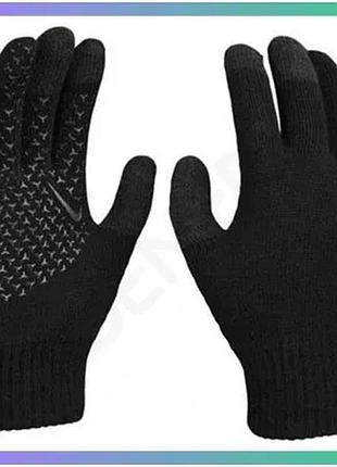 Теплі рукавички nike y knit tech and grip tg 2.0 чорні білі для дітей s/m захист від холоду рукавички sku_n.100.0663.091
