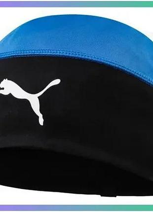 Шапка puma liga beanie черная синяя унисекс для спорта и фитнеса стильная шапочка sku_022355-02