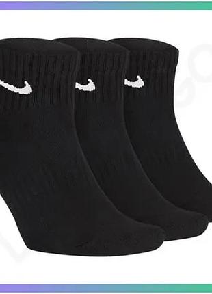 Шкарпетки nike everyday cush ankle 3 пары черные унисекс 42-46 для спорта и повседневной носки sku_sx7667-010