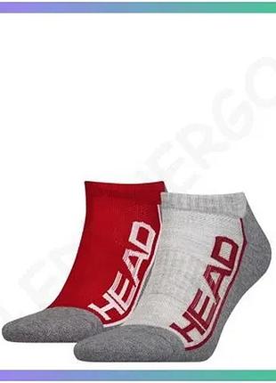 Спортивные шкарпетки head performance sneaker 2ppk унисекс 35-38 красные серые для тренировок sku_791018001-070