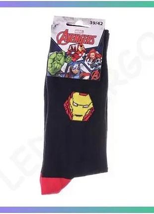 Шкарпетки marvel iron man черные для детей 39-42 унисекс дышащие комфортные носки sku_93152262-1