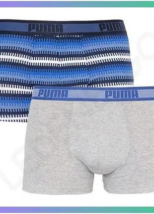 Трусы-шорты puma worldhood stripe trunk 2p черные белые серые синий xl для мужчин комплект 2 пары sku_501004001-010