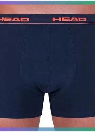 Трусы-боксеры head basic boxer 2p темно-синие для мужчин размер s спортивный стиль 95% хлопок 5% эласт sku_841001001-493