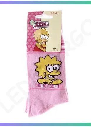 Шкарпетки simpson lisa geekazoid рожеві унісекс 35-41 для дітей повсякденні високі з принтом мультфіль sku_13057681-7