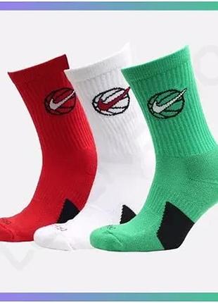 Шкарпетки nike u nk crew everyday bball 3pr белый зеленый красный унисекс 38-42 для баскетбола sku_da2123-909