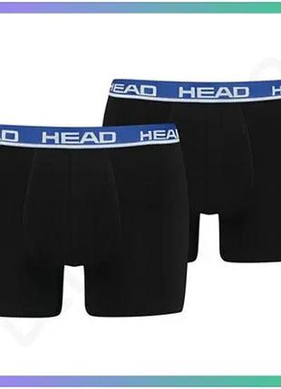 Трусы-боксеры head basic boxer 2p черные синие для мужчин m комфортные спортивные боксеры sku_701202741-008