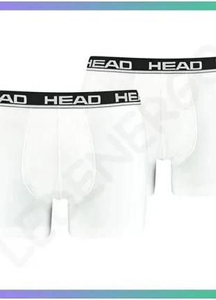 Трусы-боксеры head basic boxer 2p белые мужские m 95% хлопок 5% эластан спортивный стиль sku_701202741-013