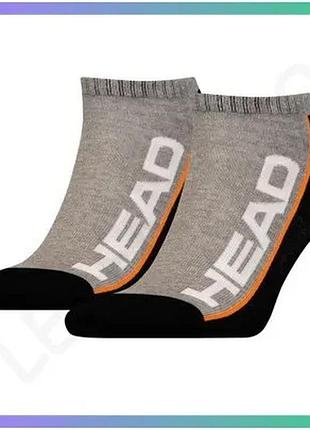 Спортивные шкарпетки head stripe sneaker 2-pack черные серые унисекс 35-38 для тренировок и повседневн sku_781008001-235