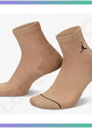 Шкарпетки nike jordan cush poly ankle 3 пары бежевые коричневые фиолетовые унисекс 38-42 спортивные sku_dx9655-905