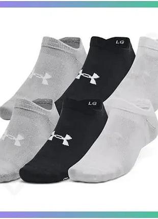 Шкарпетки under armour essential no show 6 пар білий чорний сірий уні sm для спорту та повсякденного в sku_1382611-002