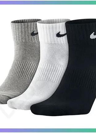 Спортивні шкарпетки nike u nk perf ltwt qt 3pr чорні білі сірі унісекс для пробіжок 38-42 sku_sx4706-901