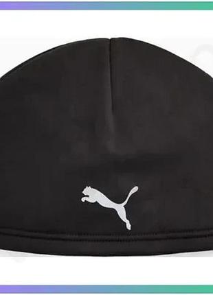 Шапка puma run mid crown skull beanie чорна унісекс для бігу без манжету еластична з технологією warmc sku_026612-01
