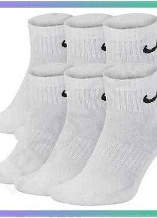 Шкарпетки nike everyday cush ankle 6 пар белые унисекс 42-46 для спорта и активного отдыха sku_sx7669-100