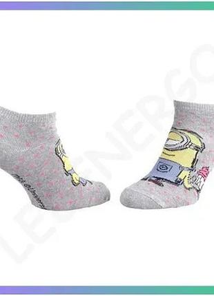 Шкарпетки minions all over pois сірі дитячі 36-41 бавовняні дихаючі комфортні для повсякденного носінн sku_13894812-7