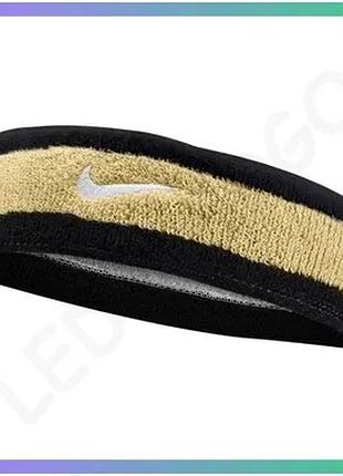 Повязка на голову nike swoosh headband черная коричневая унисекс для спорта и активного отдыха sku_n.000.1544.055.os