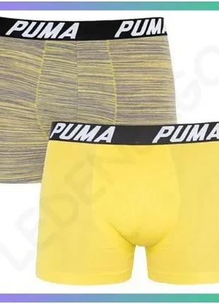 Труси-боксери puma spacedye stripe boxer 2p сірі жовті чоловічі m 95% бавовна 5% еластан для спорту sku_501002001-020