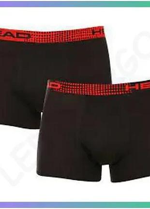 Трусы-боксеры head basic boxer 2p черные и красные для мужчин размер m хлопковые шорты sku_701221813-001