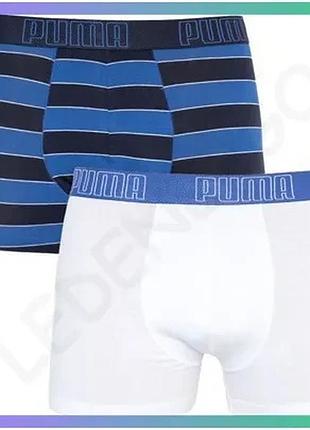 Труси-боксери puma yd bold stripe boxer 2p синій чорний білий чоловічі s 95% бавовна 5% еластан 2 пари sku_501001001-010