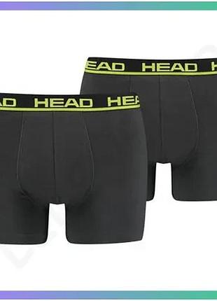 Трусы-боксеры head basic boxer 2p графитовые желтые для мужчин m комфортное белье для спорта sku_701202741-009