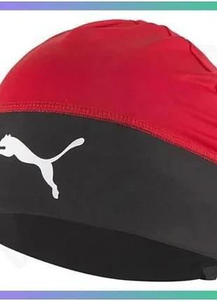 Шапка puma liga beanie jr червона чорна спортивна шапка для дітей універсальний розмір еластична шапка sku_022786-01