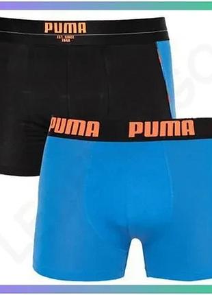 Трусы-боксеры puma statement boxer 2p черные синие для мужчин размер s комплект 2 пары sku_501006001-030