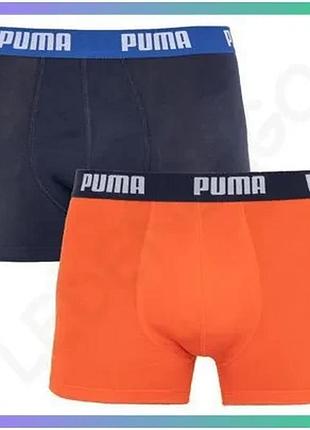 Труси-боксери puma basic boxer 2p синій помаранчевий чоловічі s комфортні бавовняні труси для щоденног sku_521015001-002