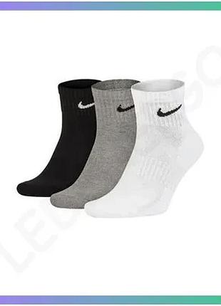 Шкарпетки nike everyday cush ankle 3 пары черные белые серые унисекс 46-50 для спорта и повседневной н sku_sx7667-964