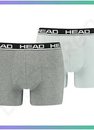 Трусы-боксеры head basic boxer 2p серые и светло-серые для мужчин l комфортная одежда для спорта sku_701202741-012