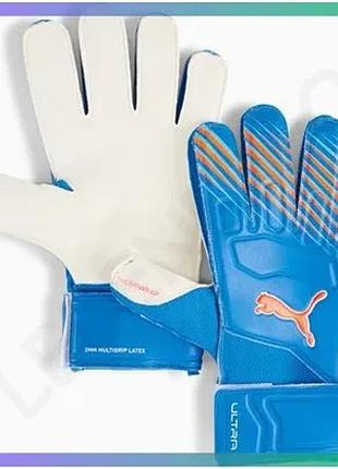 Воротарские рукавицы puma ultra play rc голубые белые 8 для футбола унисекс латексные sku_042084-01