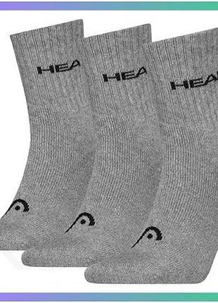 Спортивные носки head elements all sports short crew 3p серые для мужчин размер 39-42 sku_701229009-004