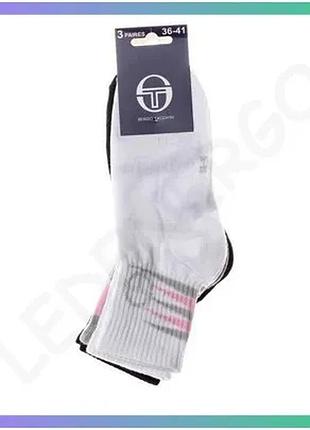 Шкарпетки sergio tacchini 3 пари білий сірий чорний унісекс для спорту та повсякденного носіння 36-41 sku_13891762-1