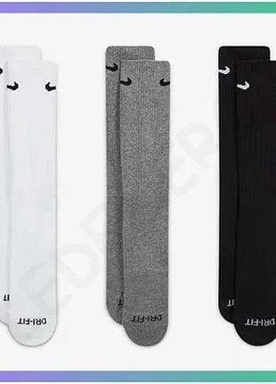 Шкарпетки nike u nk everyday plus cush crew білий чорний сірий чоловічі 42-46 спортивні комфортні sku_sx6888-964