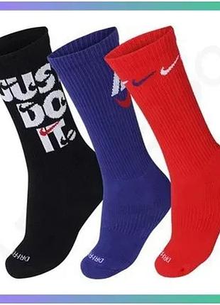 Шкарпетки nike u nk everyday plus cush crew черные синие красные унисекс 34-38 для тренировок и спорта sku_dh3822-905