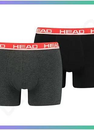 Трусы-боксеры head basic boxer 2p серые красные для мужчин m комфортные дышащие sku_701202741-011