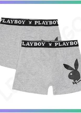 Набір з 2 трусів-боксерів playboy annya сірі чоловічі s з бавовни для щоденного носіння sku_00000014599