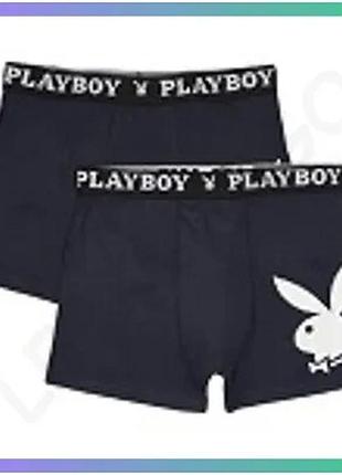 Набор из 2 трусов-боксеров playboy annya синего цвета для мужчин l хлопок 95% эластан 5% sku_00000014606