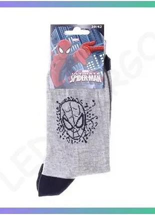 Шкарпетки spider man tete spiderman светло-серые 43-46 для детей унисекс комфортные носки sku_93152362-7