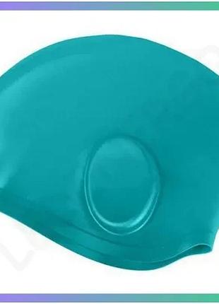 Шапка для плавання aqua speed ear cap volume бірюзова силіконова шапочка для довгого волосся унісекс д sku_284-11