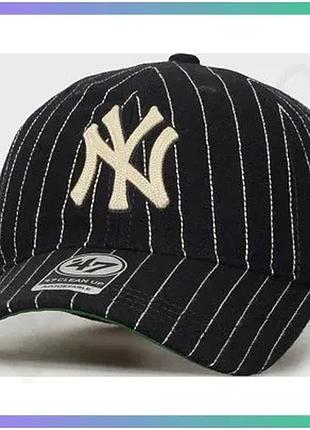 Кепка 47 brand new york yankees wool pinstrip темно-синя спортивна кепка унісекс для захисту від сонця sku_wopcu17wis-nya